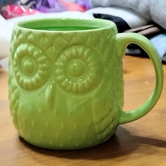 OWL 3D MUG/COFFEE CUP Lime Green VINTAGE HOME Essentials - Picture 4 of 6